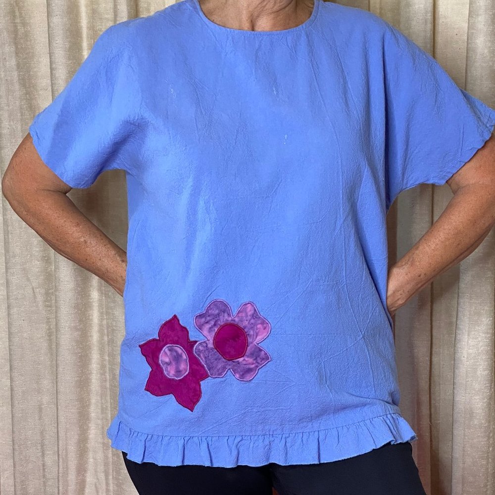 Blue Shirt Purple Flowers Matching Pants